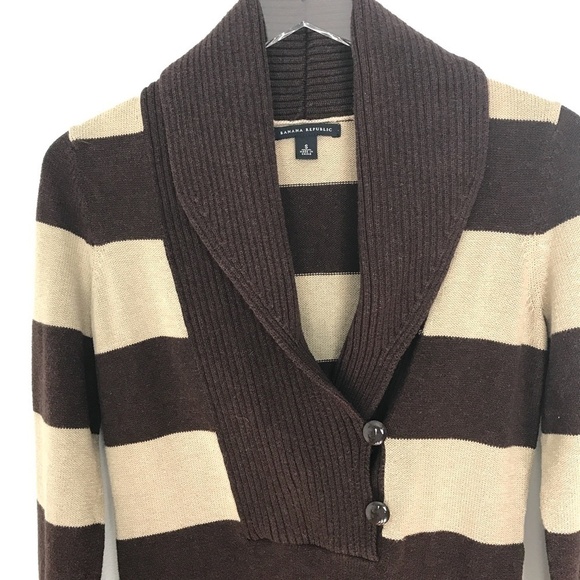 Banana Republic Striped Shawl Cotton Sweater Sz S - Picture 3 of 8